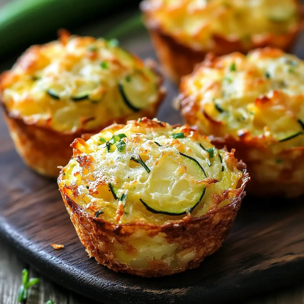 Close-up Parmesan Zucchini Potato Muffins Recipe