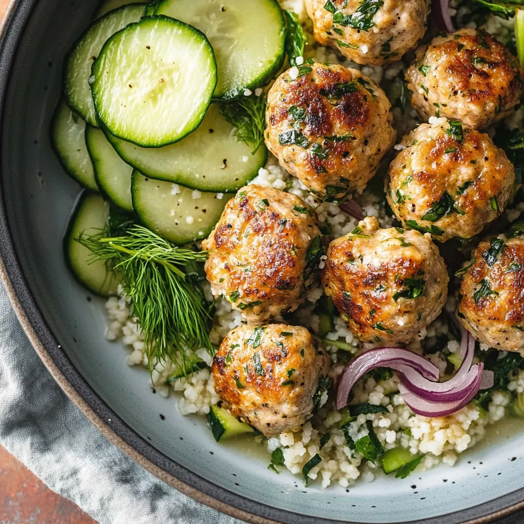 Close-up Herby Greek Chicken Meatballs Recipe