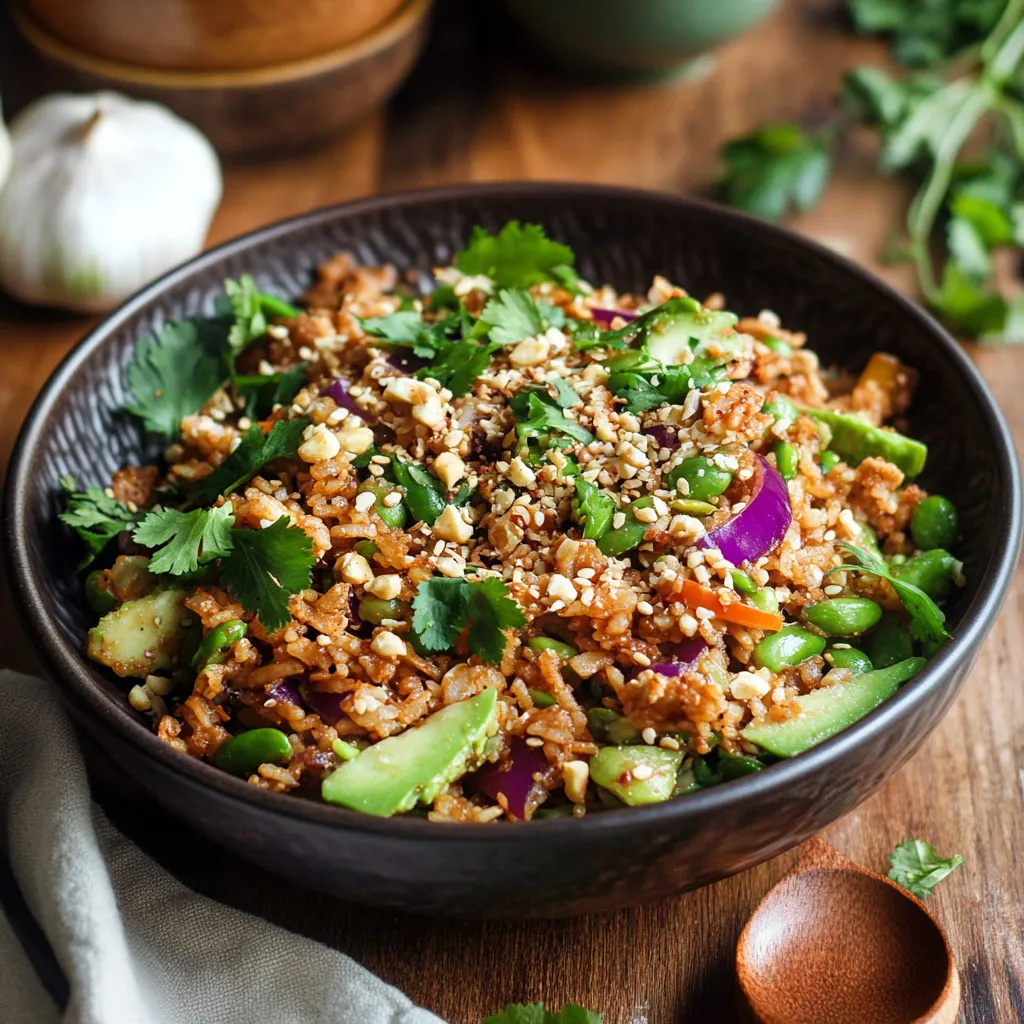 Close-up Satay Rice Salad