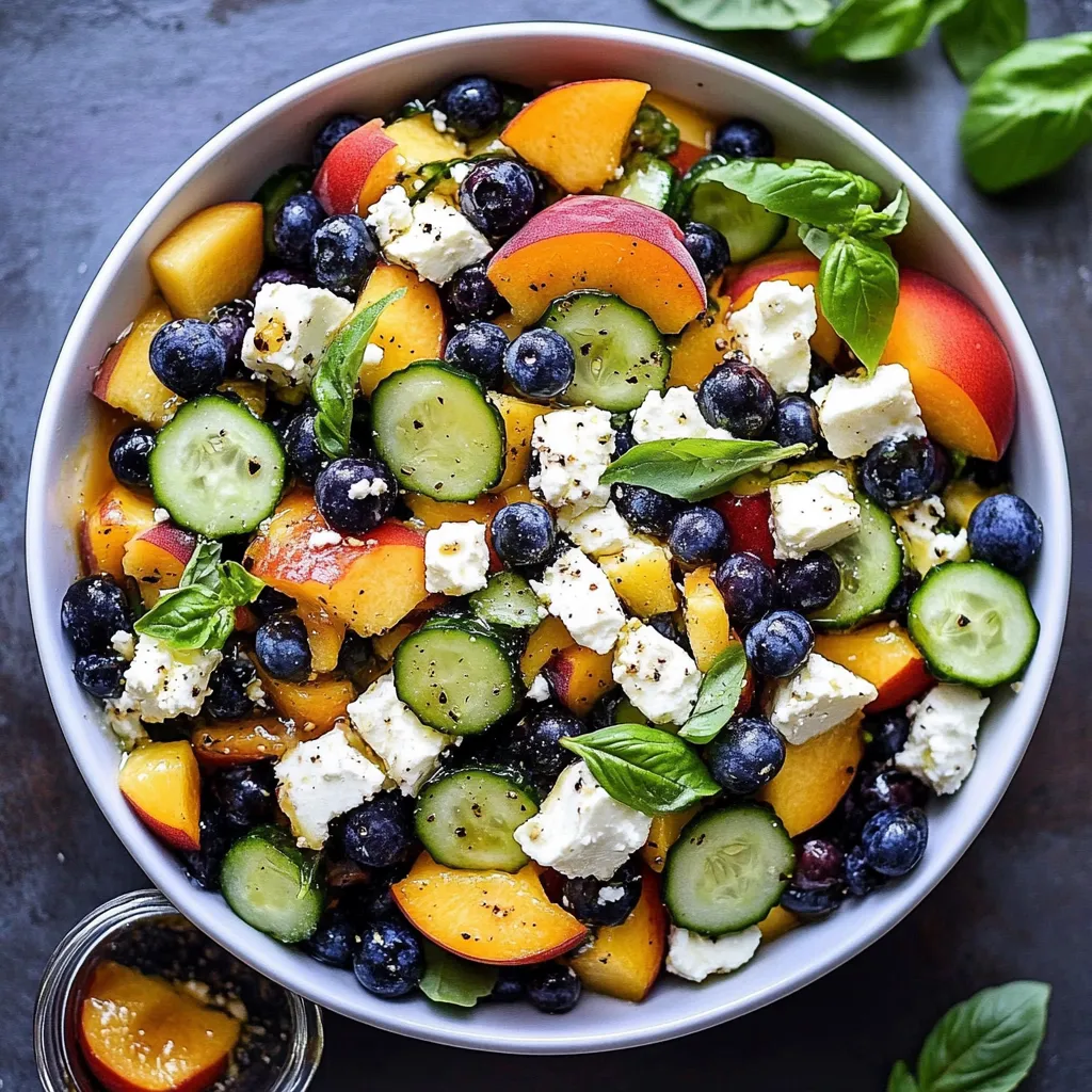 Colorful Blueberry Peach Feta Salad