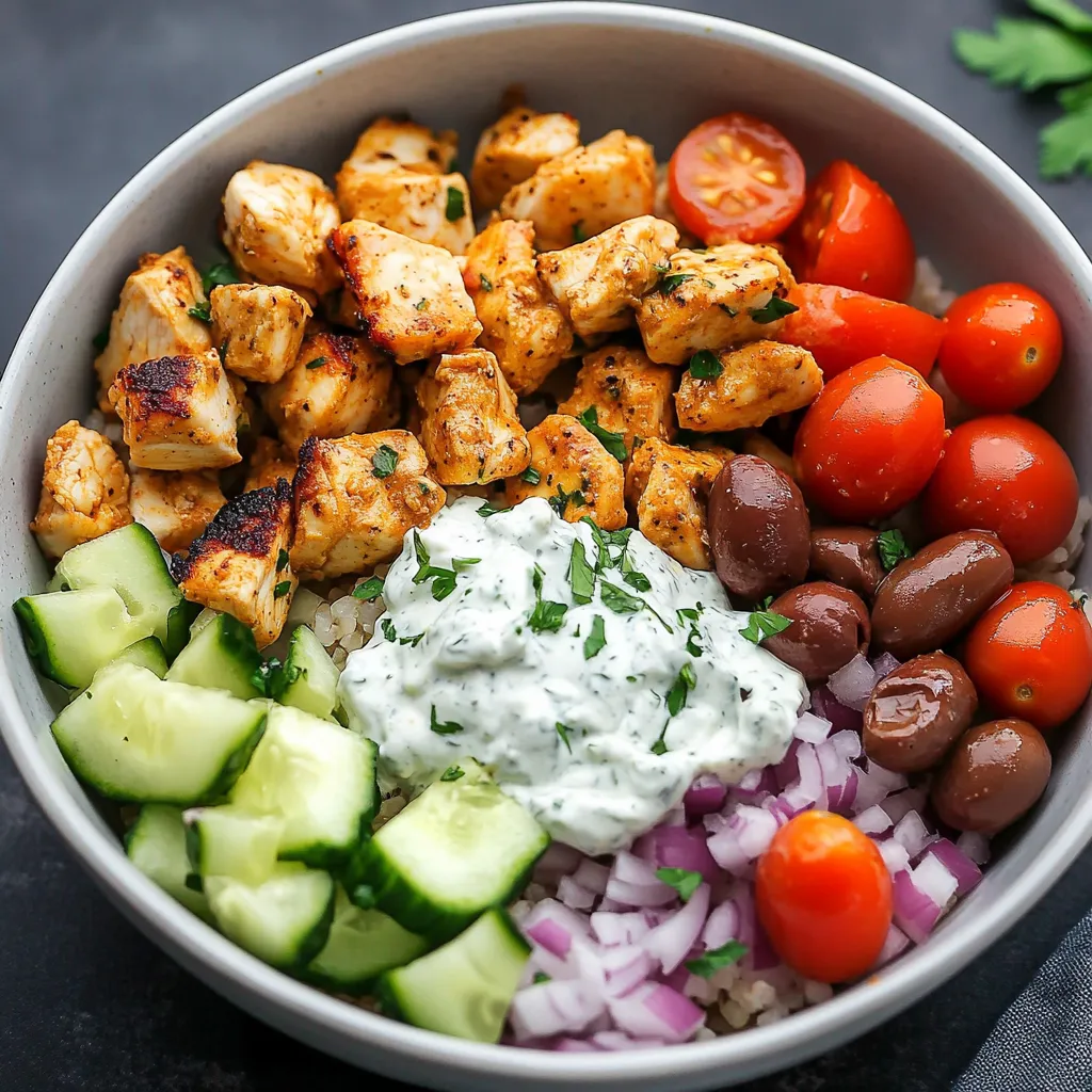 Close-up Chicken Gyro Bowls