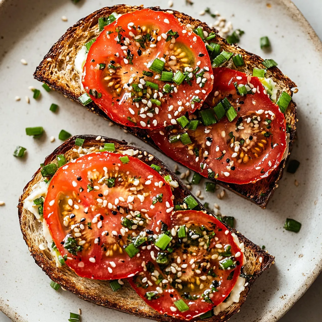 Tomato Toast with Chives and Sesame Seeds