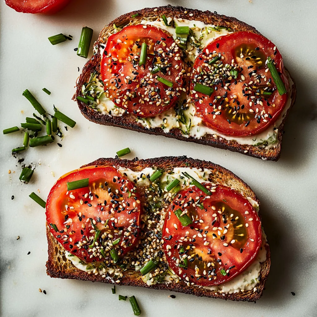 Savory Tomato Toast with Chives and Sesame Seeds