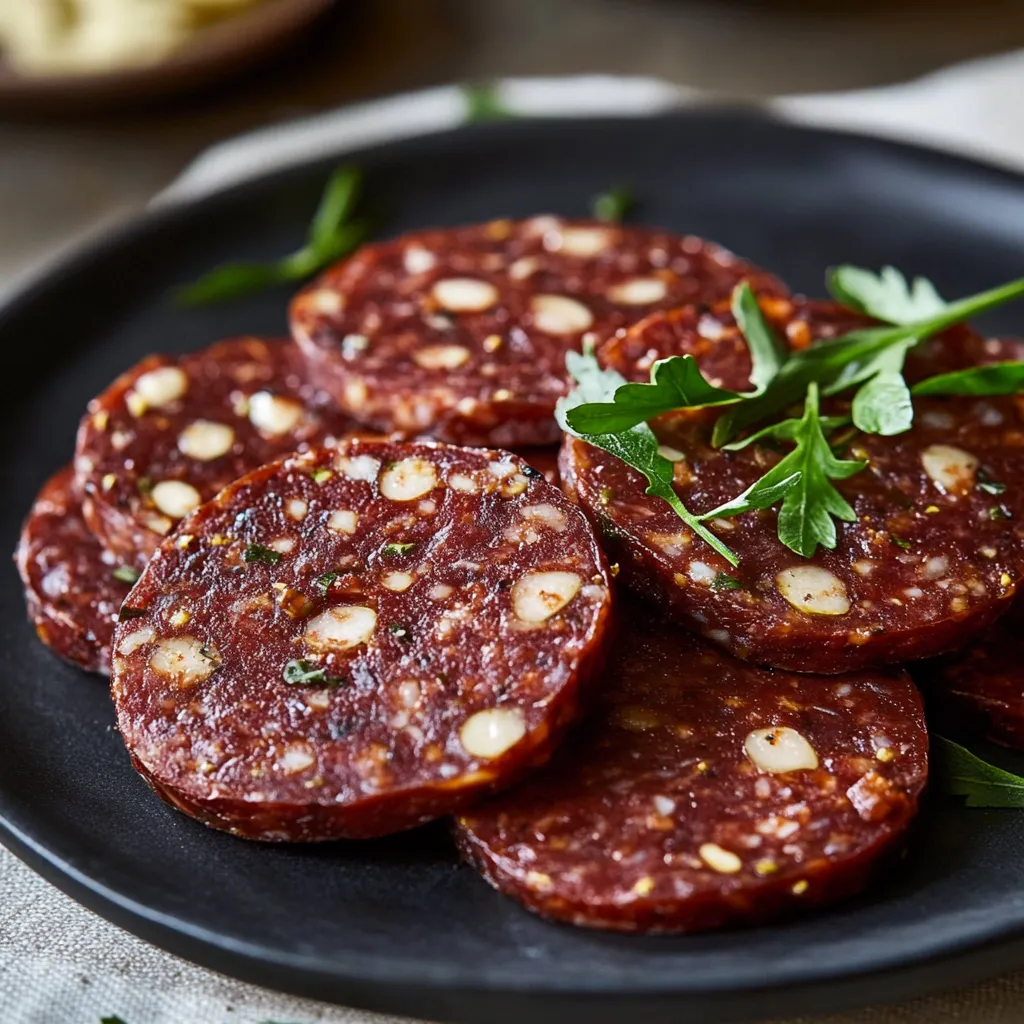 Close-up Vegan Salami Recipe