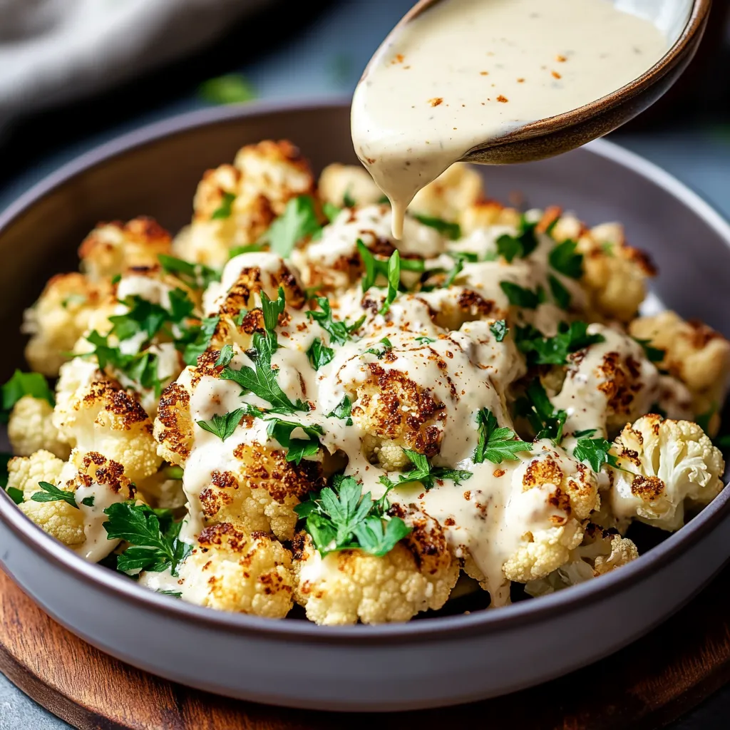 Aromatic Lebanese Roasted Cauliflower with Tahini Sauce