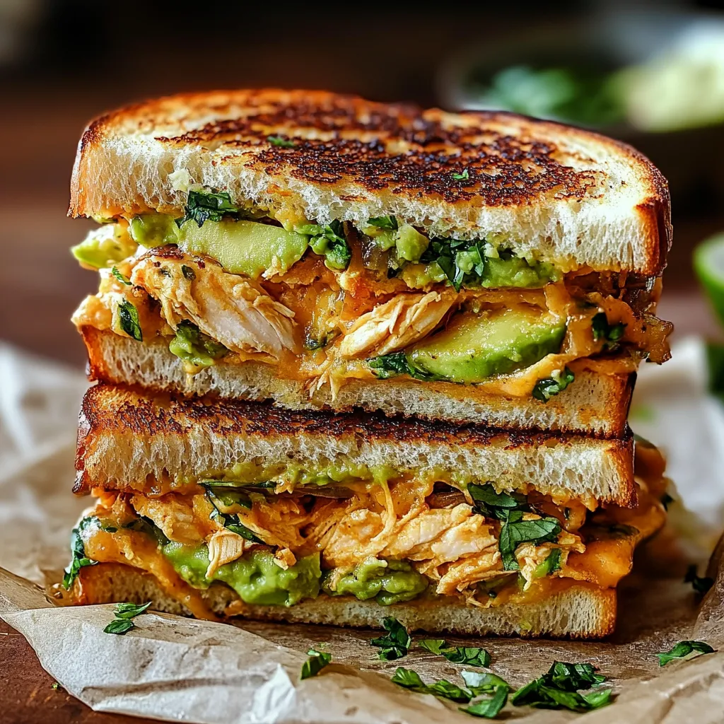 Close-up Chicken Avocado Melt Sandwich Recipe