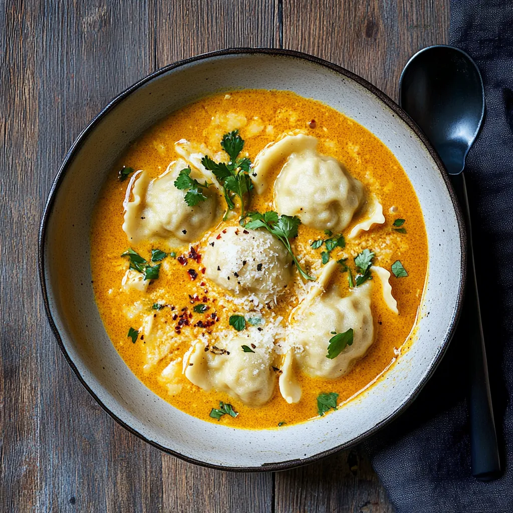 Close-up Coconut Curry Soup with Dumplings Recipe