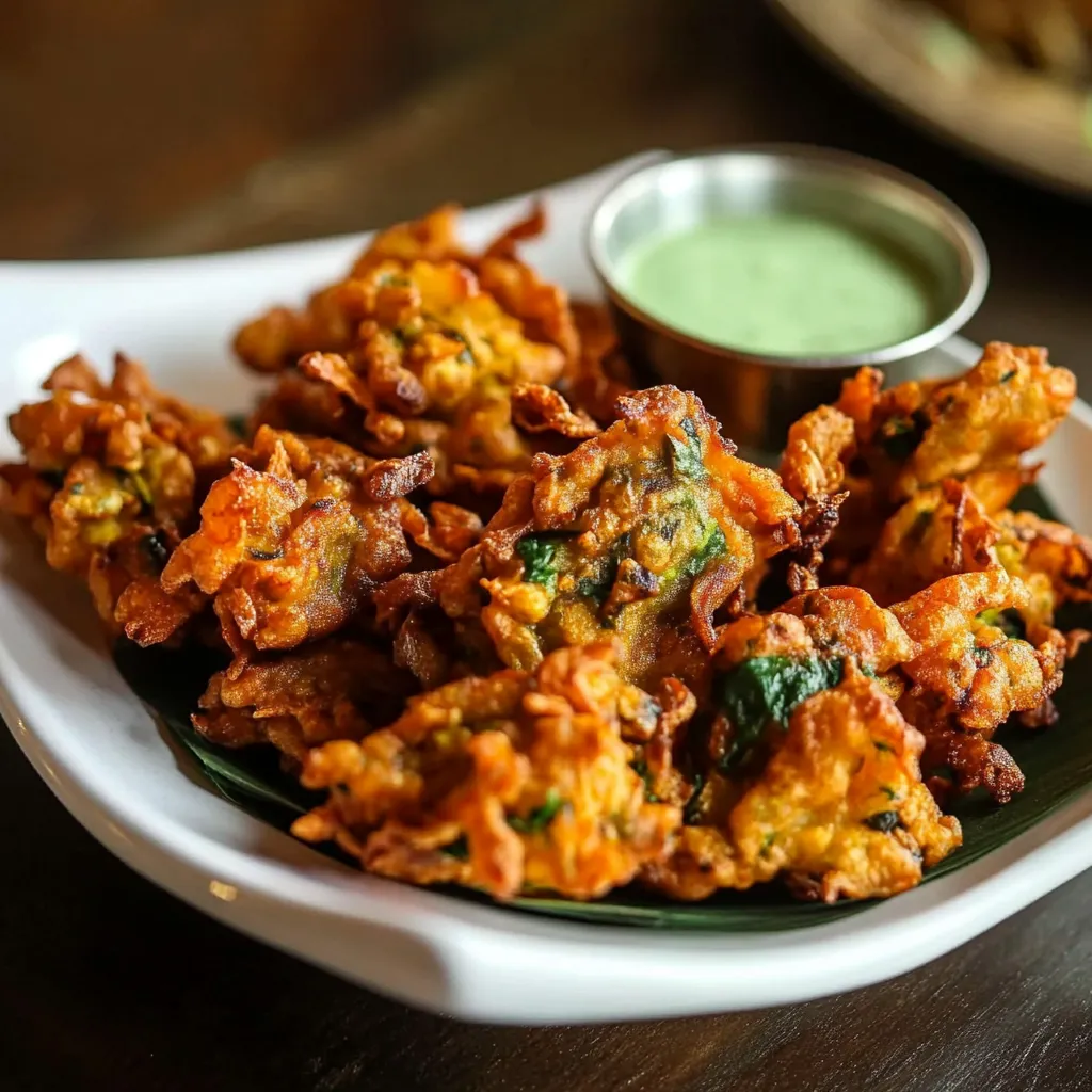 Close-up Pakora (Indian Vegetable Fritters) Recipe