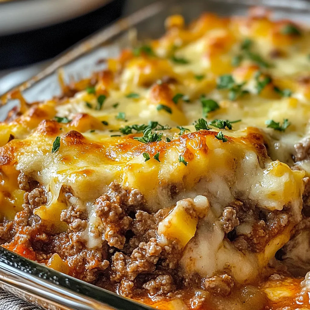 Close-up Hobo Casserole Ground Beef Recipe