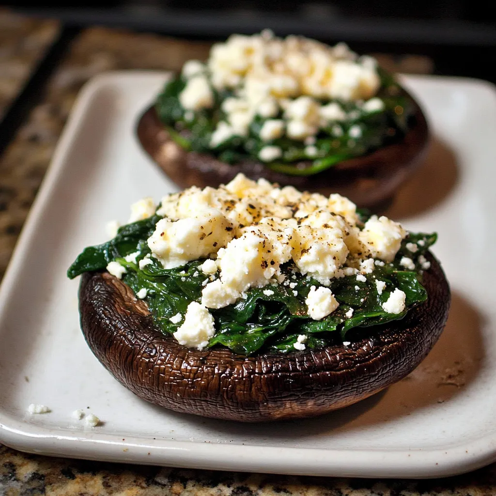 Fresh Stuffed Portobello Mushrooms with Spinach and Feta