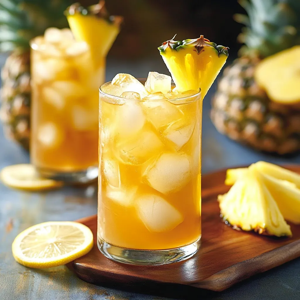 Close-up Lemony Pineapple Iced Tea Recipe