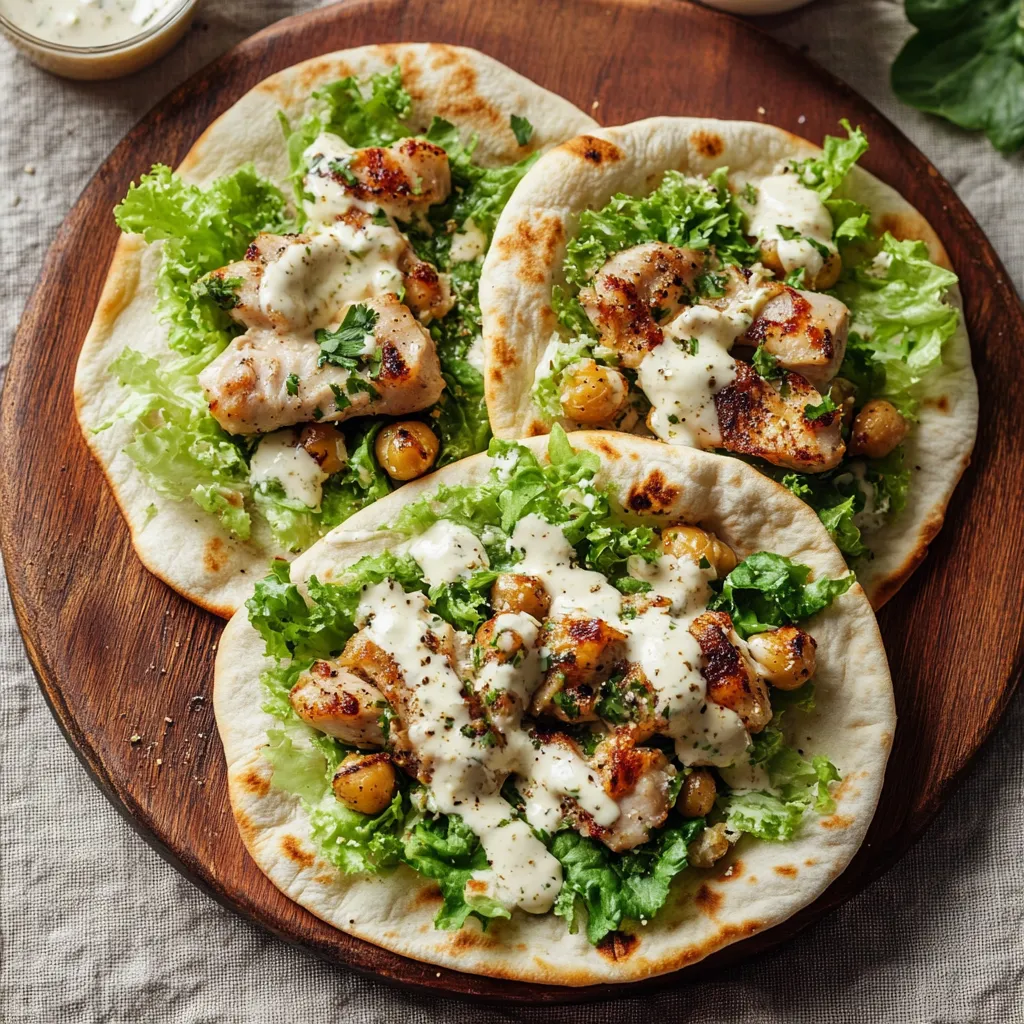 Two delicious chicken wraps with lettuce and sauce.