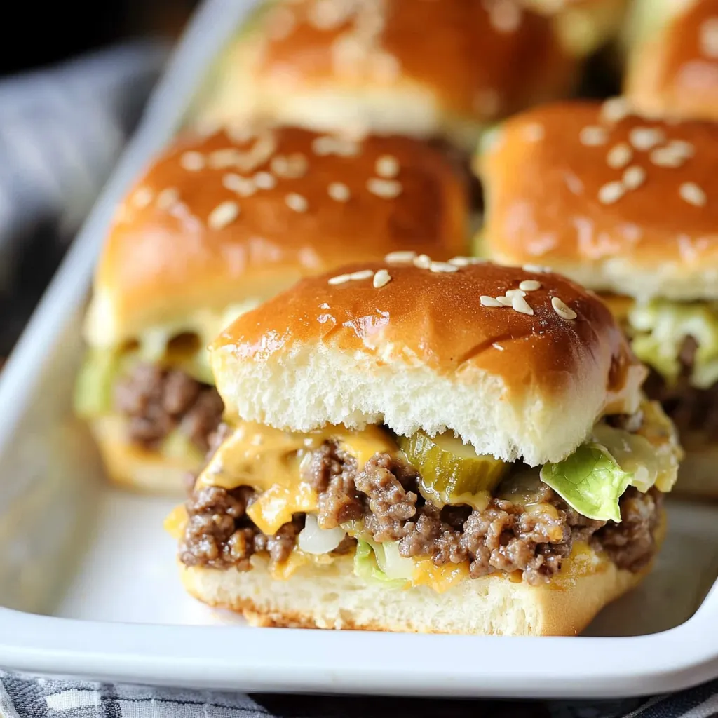 A plate of hamburgers with sesame seeds on top.