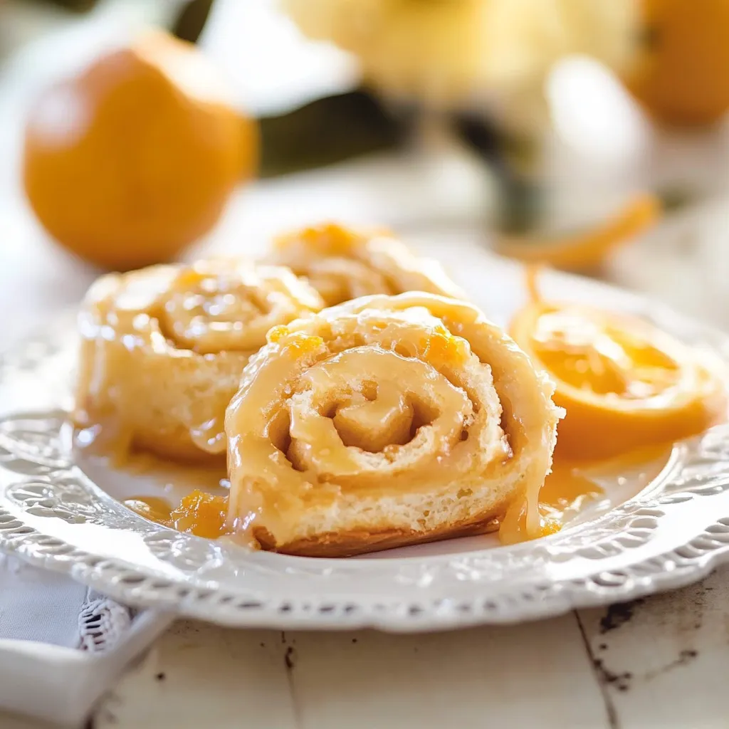 A plate with two rolls and a lemon on a table.