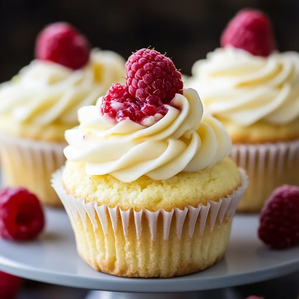 A cupcake with a raspberry on top.