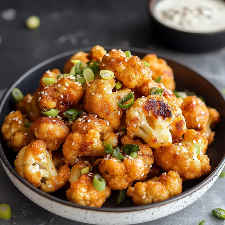 A bowl of cauliflower with seasoning.
