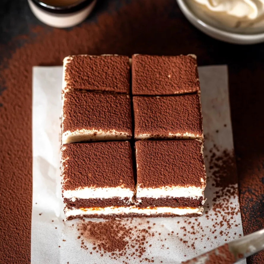 A slice of cake with chocolate and cream.
