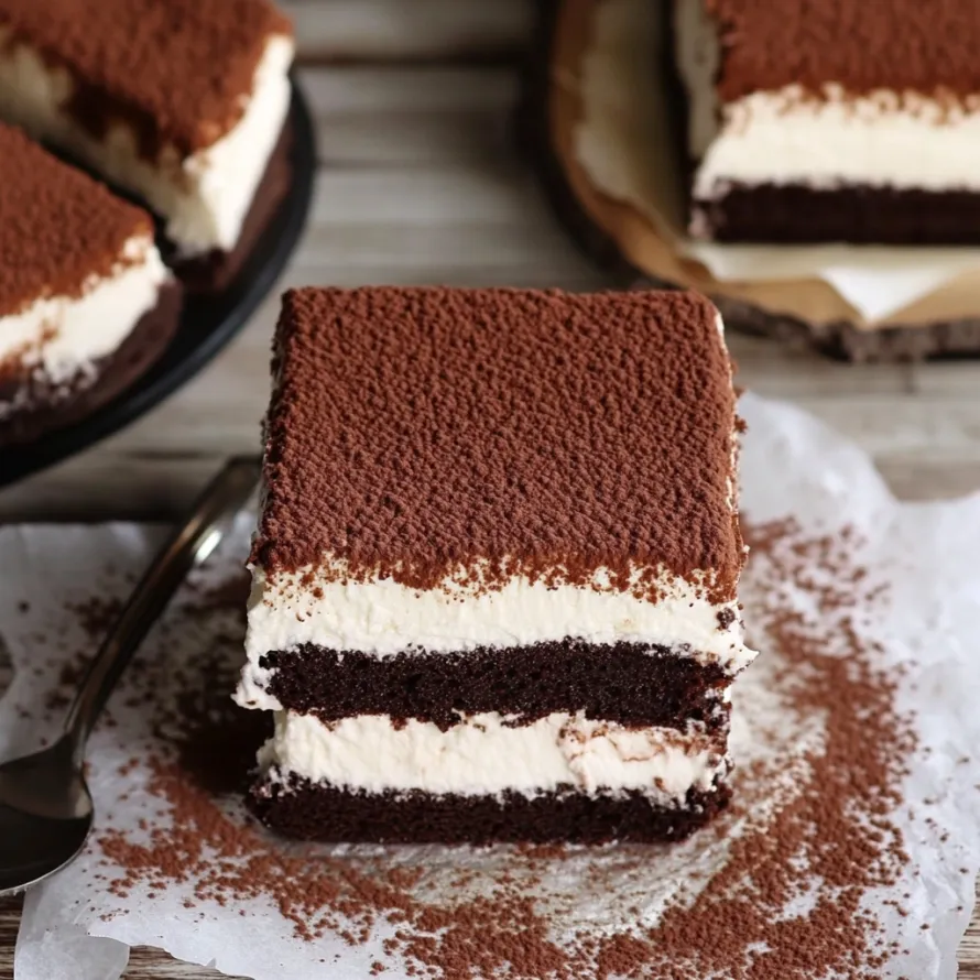A slice of chocolate cake with white frosting.