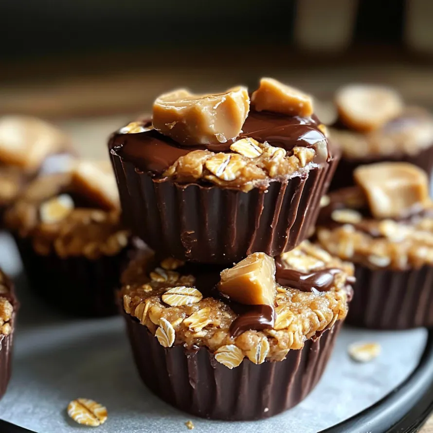 Chocolate and peanut butter cups with nuts.