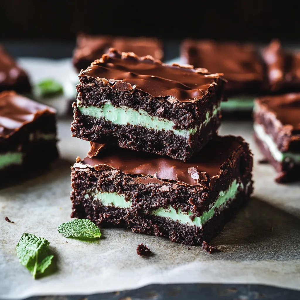 A stack of chocolate and mint bars.