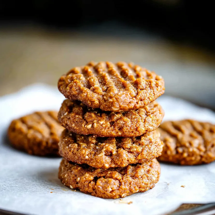 A stack of brown cookies.