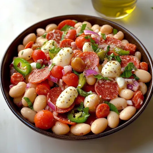 A bowl of food with tomatoes, beans, peppers, and cheese.