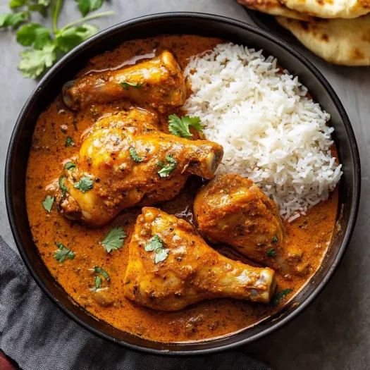 A bowl of chicken and rice.
