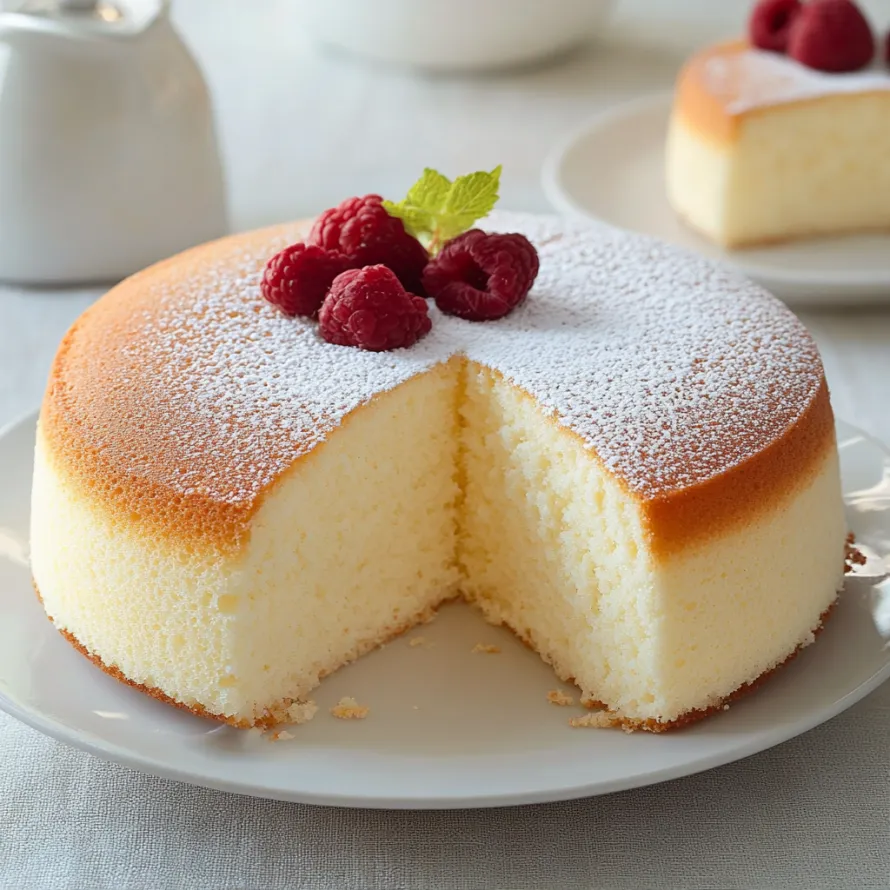 A slice of cake with raspberries on top.