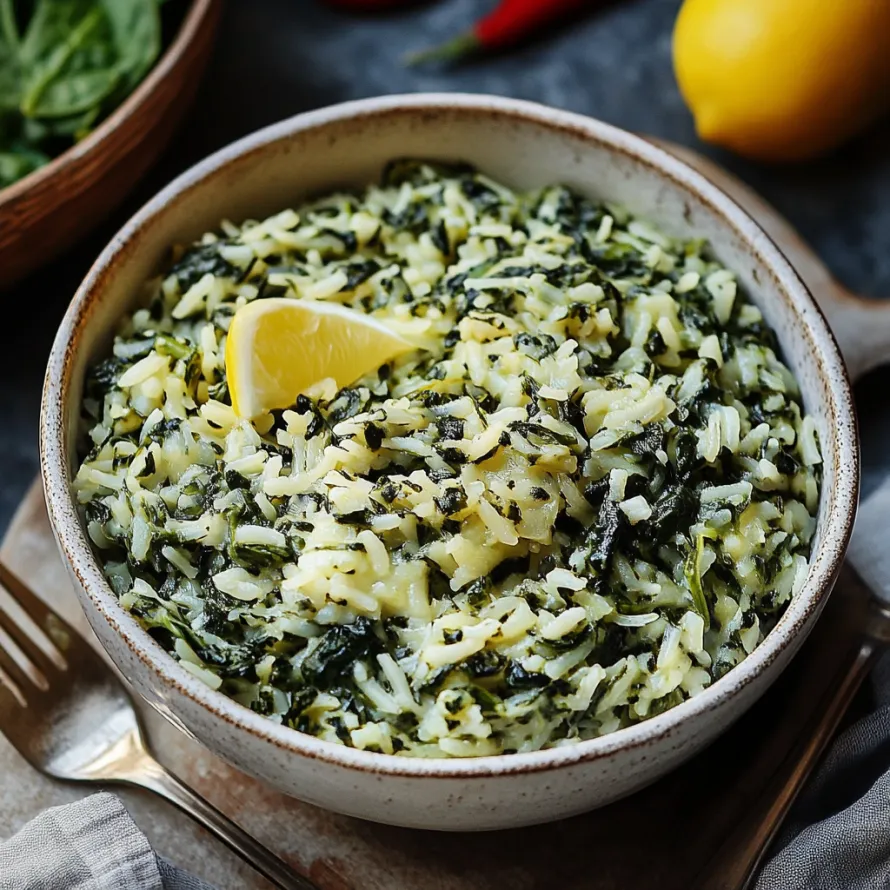 A bowl of rice with lemon and herbs.