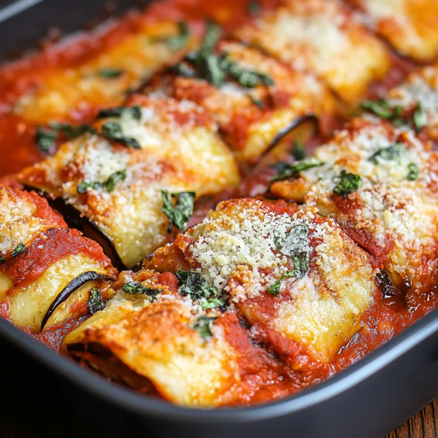 A pan of food with a green herb on top.