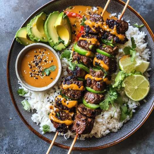 A plate of food with rice, meat, and vegetables.
