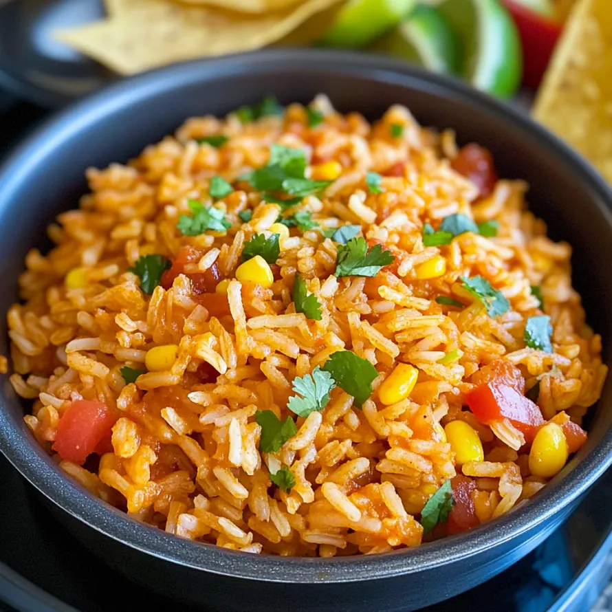 A bowl of rice with vegetables and spices.
