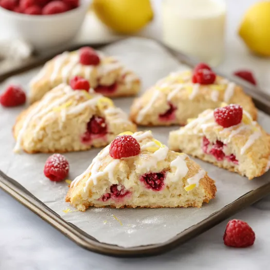 A plate of raspberry lemon muffins.