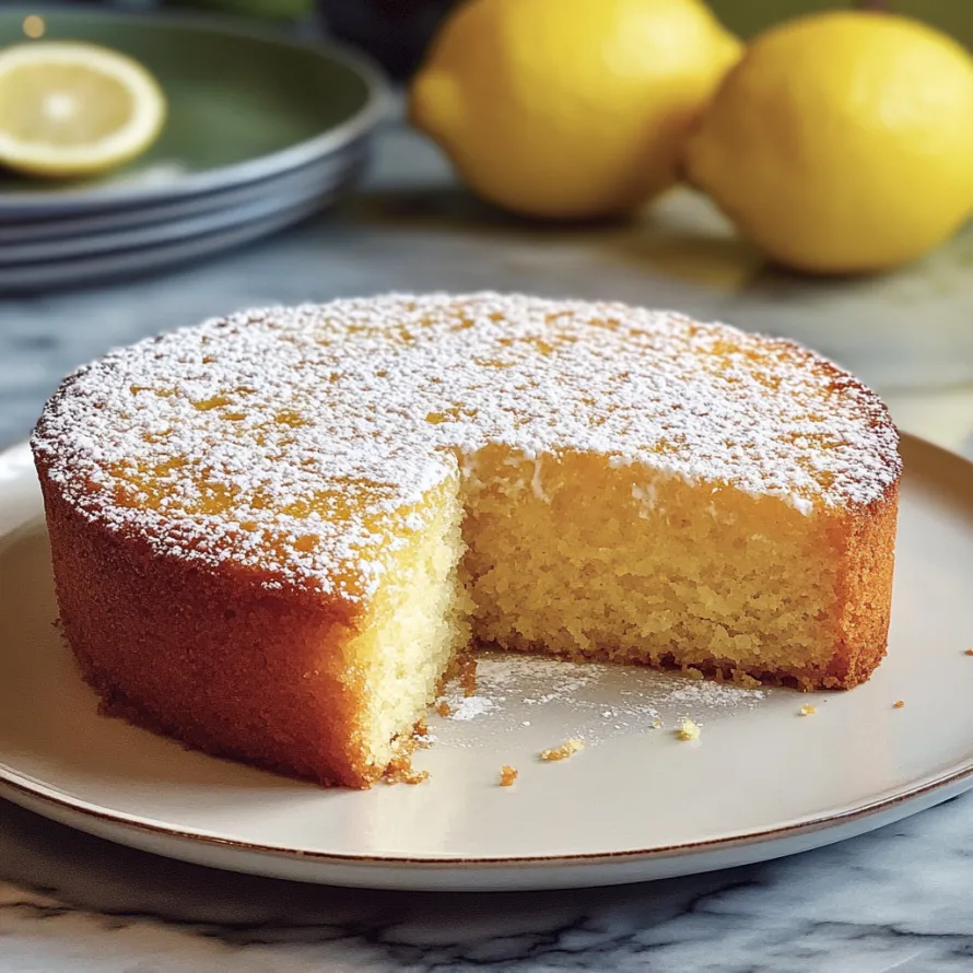 A slice of lemon cake on a plate.