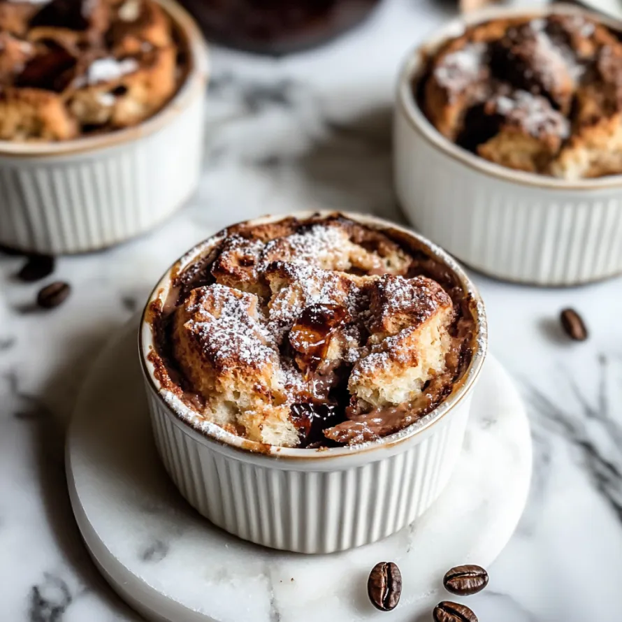 A white bowl with a dessert in it.