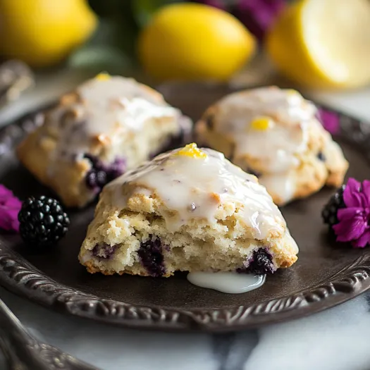 A plate of muffins with blueberry filling.