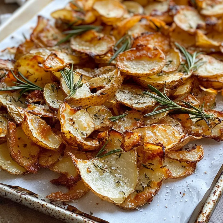 A plate of fried potatoes with herbs on top.