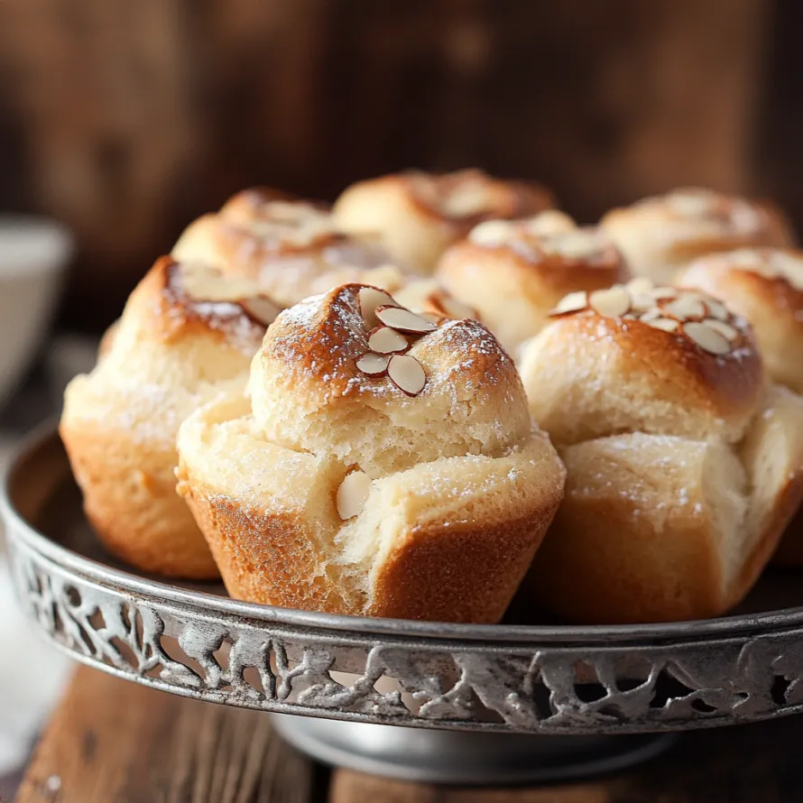A plate of pastries with almonds on top.