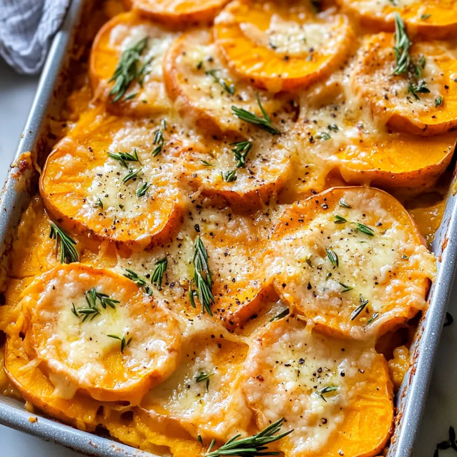 A pan of food with cheese and herbs.