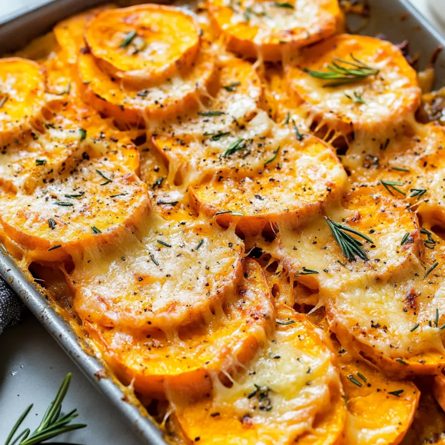 A pan of food with cheese and herbs.