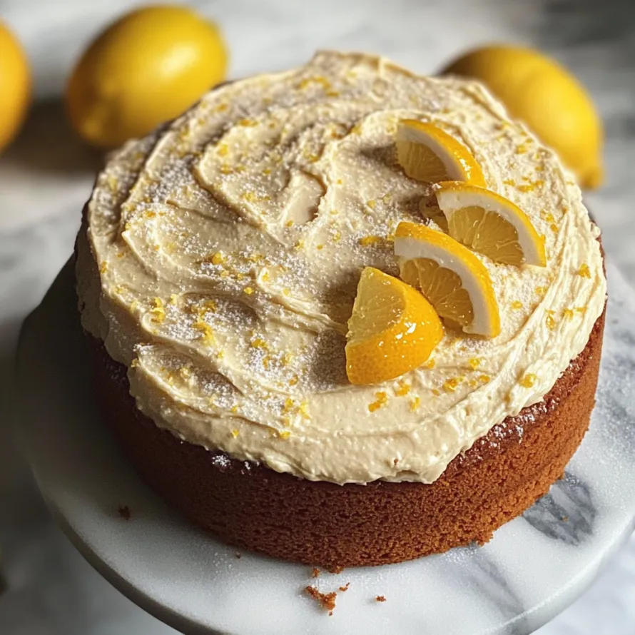 A cake with lemon slices on top.