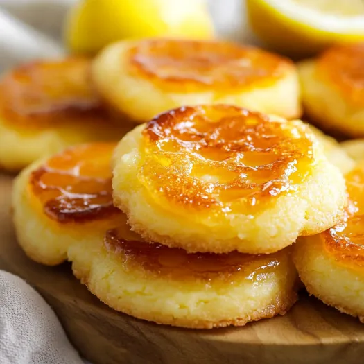 A plate of cookies with a lemon wedge on top.