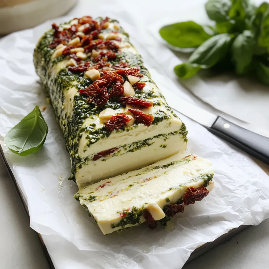 A piece of food with a green topping.