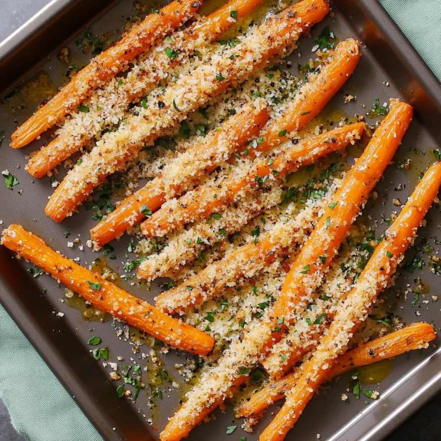 A pan of carrots with seasoning on top.
