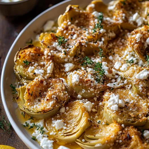 A plate of food with cheese and herbs on top.