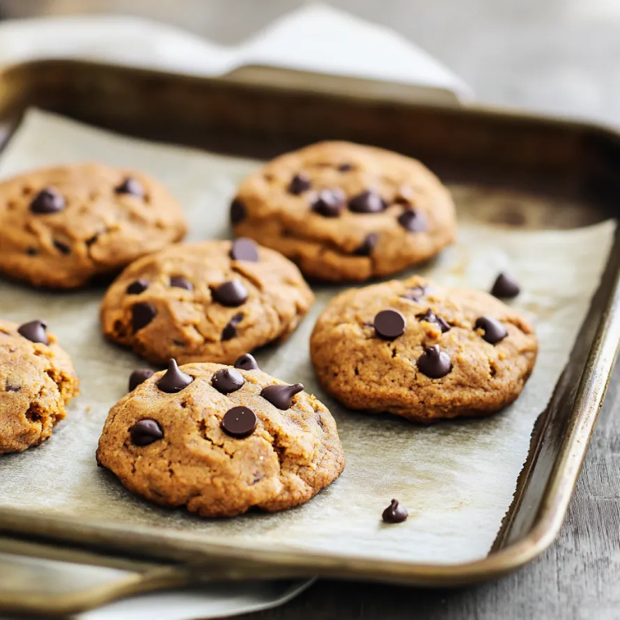 A pan of chocolate chip cookies.