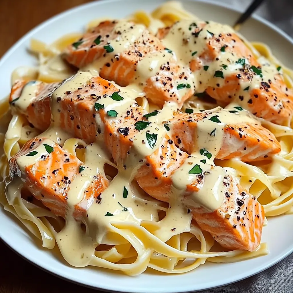 Creamy Garlic Salmon Pasta