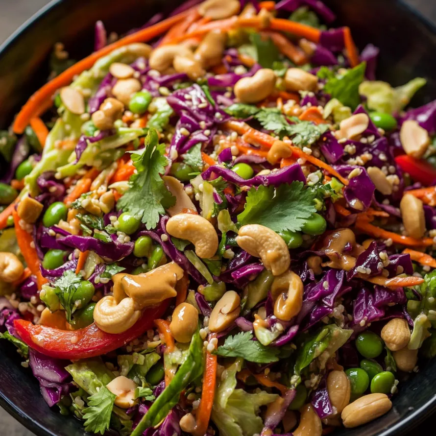 A bowl of mixed vegetables with peanuts.