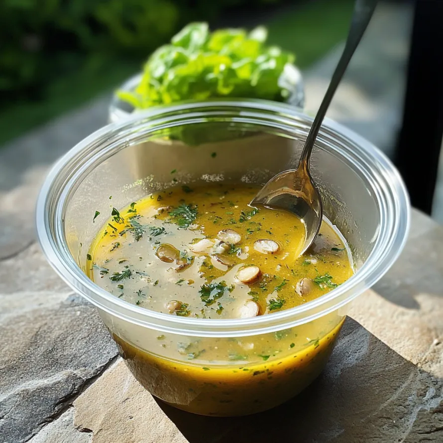 A bowl of soup with a spoon in it.