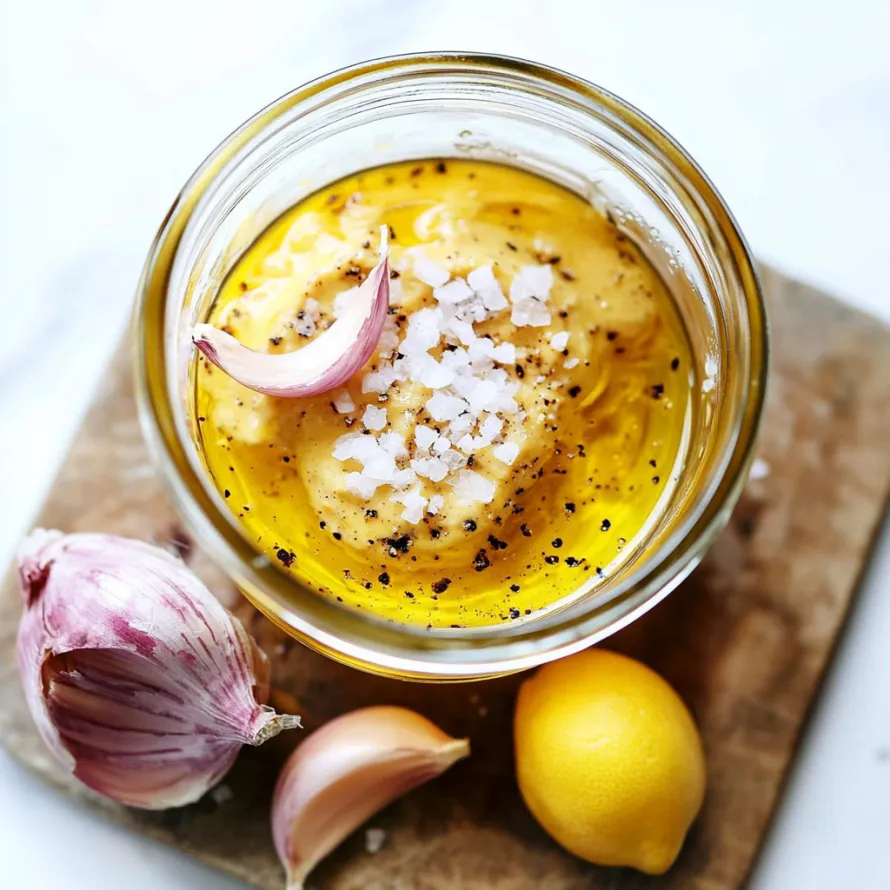 A jar of food with onions and lemon.